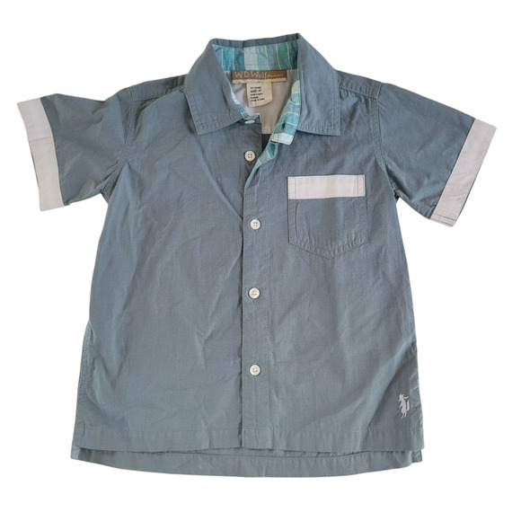 Well Dressed Wolf Boy's Blue Short Sleeve Shirt